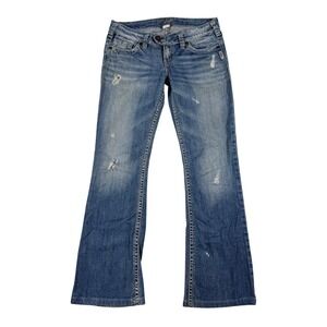 Silver Jeans Co Tuesday Mid Rise Bootcut Distressed Medium‎ Wash Jeans 31 (28)